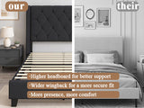 Modern Queen Size Platform Bed Frame with Tufted Velvet Headboard