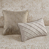 12 Piece Jacquard Comforter Set with Bed Sheets Khaki Cal King