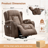 Power Lift Recliner Chair for Elderly with Massage and Heat 8-Point Massage, Lumbar Heat, Electric Lift Assistance, USB Charging Port, Dual Cup Holders, Side Pockets
