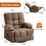 Massage Swivel Recliner Chair with Vibration Massage and Lumbar Heating for Adults,350LBS Oversized Rocker Recliner Single Sofa with Side Pocket,cup holder and USB Charge Port for Living Room