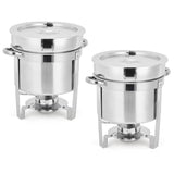 2-Pack 7-Quart Stainless Steel Round Soup Chafing Dish Set