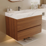 29.9" Modern Floating Bathroom Vanity with Faux Marble Top