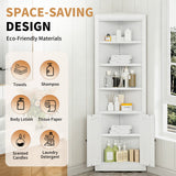 71" Tall Corner Storage Cabinet with 2 Doors and 6-Tier Shelves