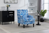Upholstered Accent Chair, Vintage Armchair, Blue and White Stripes