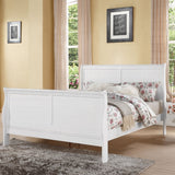 Louis Philippe III White Finish Queen Upholstered Bed with Sleigh Design - White