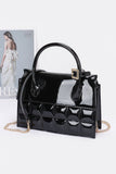 Embossed Enamel Top Handle Bag