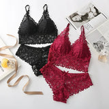 Lace Bra and Panty Set – Seamless Wire-Free Embroidered Lingerie