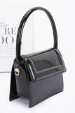 Enamel Top Handle Flap Bag with Crossbody Strap