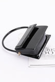 Enamel Top Handle Flap Bag with Crossbody Strap