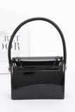 Enamel Top Handle Flap Bag with Crossbody Strap