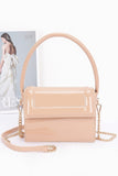 Enamel Top Handle Flap Bag with Crossbody Strap
