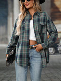 Oversized Plaid Button-Up Shirt