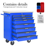 7 Drawers Multifunctional Tool Cart with Wheels - Blue & Black