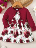 Frill Floral Round Neck Flounce Sleeve Dress