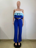 Layered Ruffle Crop Top and Pants Set
