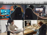 Gaming Chair with Footrest, Ergonomic Computer Chair, Black White Leather