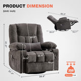 Massage Swivel Rocker Recliner Chair with Vibration Massage and Heat Ergonomic Lounge Chair for Living Room with Rocking Function and Side Pocket, 2 Cup Holders, USB Charge Port
