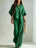 Women's Short-Sleeve Shirt & Loose Pants Two-Piece Set