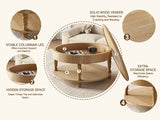 Coffee Table with Dual Storage - Natural Wood, 31.5" Round