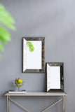 Antique Rectangle Mirror with Floral Accents - Pearl Silver