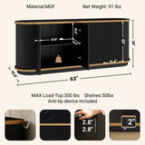 63" Diagonal Fluted Sideboard Cabinet with Storage