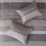 7 Piece Jacquard Comforter Set Grey/Taupe California King