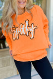 Grapefruit Orange Spooky Graphic Halloween Crew Neck Holiday Sweatshirt