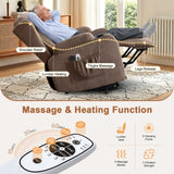 Power Lift Recliner Chair for Elderly with Massage and Heat 8-Point Massage, Lumbar Heat, Electric Lift Assistance, USB Charging Port, Dual Cup Holders, Side Pockets