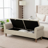 65.75" Wide Modern Upholstered Storage Bench With Double Lids