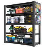 72"H 5-Tier Adjustable Heavy-Duty Shelving with Pegboard