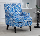 Upholstered Accent Chair, Vintage Armchair, Blue and White Stripes