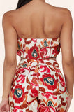 Fasheabe 3pc Flower Print Bandeau Top Pants Set