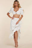 Fasheabe Crop Top 2pc Midi Skirt Set