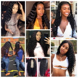 5×5 Deep Wave Lace Closure Wigs Human Hair Lace Wig Brazilian Hair Wig 180% Density for Black Women Natural Color 28 Inch