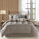 7 Piece Herringbone Comforter Set Neutral Queen