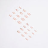 Mid-Length Press On False Nails Gradient Easy Wear Franch Reusable Natural