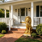 24-Inch Lion Statue, Resin Outdoor Guardian Sculpture, Gold