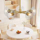Modern Gold 5-Light Sputnik Chandelier with Clear Glass Shades - 26"