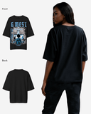 G West Womens Game of G Baby Blue Black Oversized Tee