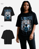 G West Womens Game of G Baby Blue Black Oversized Tee