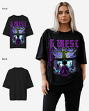 G West Womens Game of G Baby Blue Black Oversized Tee