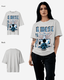 G West Womens Game of G Baby Blue Black Oversized Tee