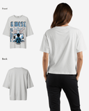 G West Womens Game of G Baby Blue Black Oversized Tee