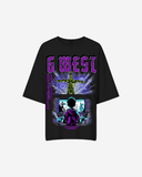 G West Womens Game of G Baby Blue Black Oversized Tee