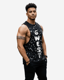 G WEST LOGO MENS BLACK TANKS