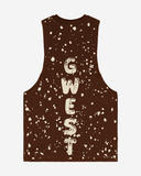 G  WEST LOGO MENS BROWN TANKS
