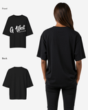 G West Womens Oversized Cursive Logo Black Tee
