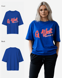 G West Womens Oversized Cursive Logo Black Tee
