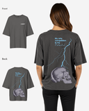G West Womens Oversized Lighting Skull Tee