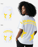 G West Womens Oversized Louisiana Arch Logo Black Tee
